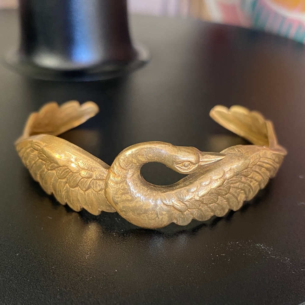Gold Swan Cuff Bracelet